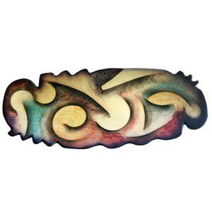 Harris Cies Abstract Pottery Rectangle Footed Platter Tray Signed 2001 FLAWS